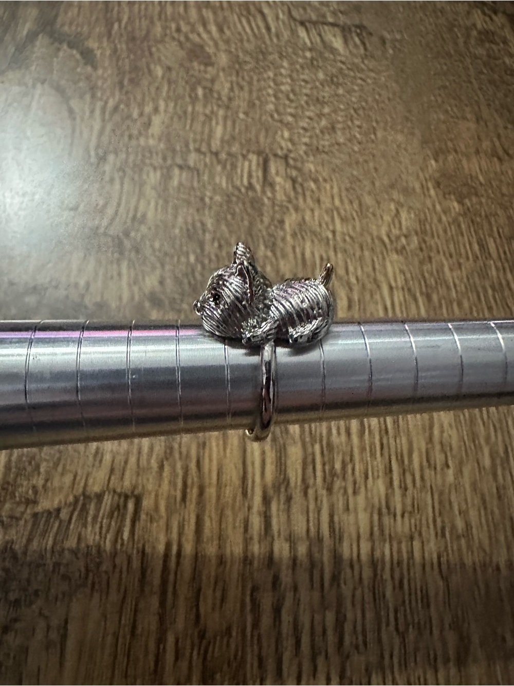 Yorkshire terrier silver adjustable ring